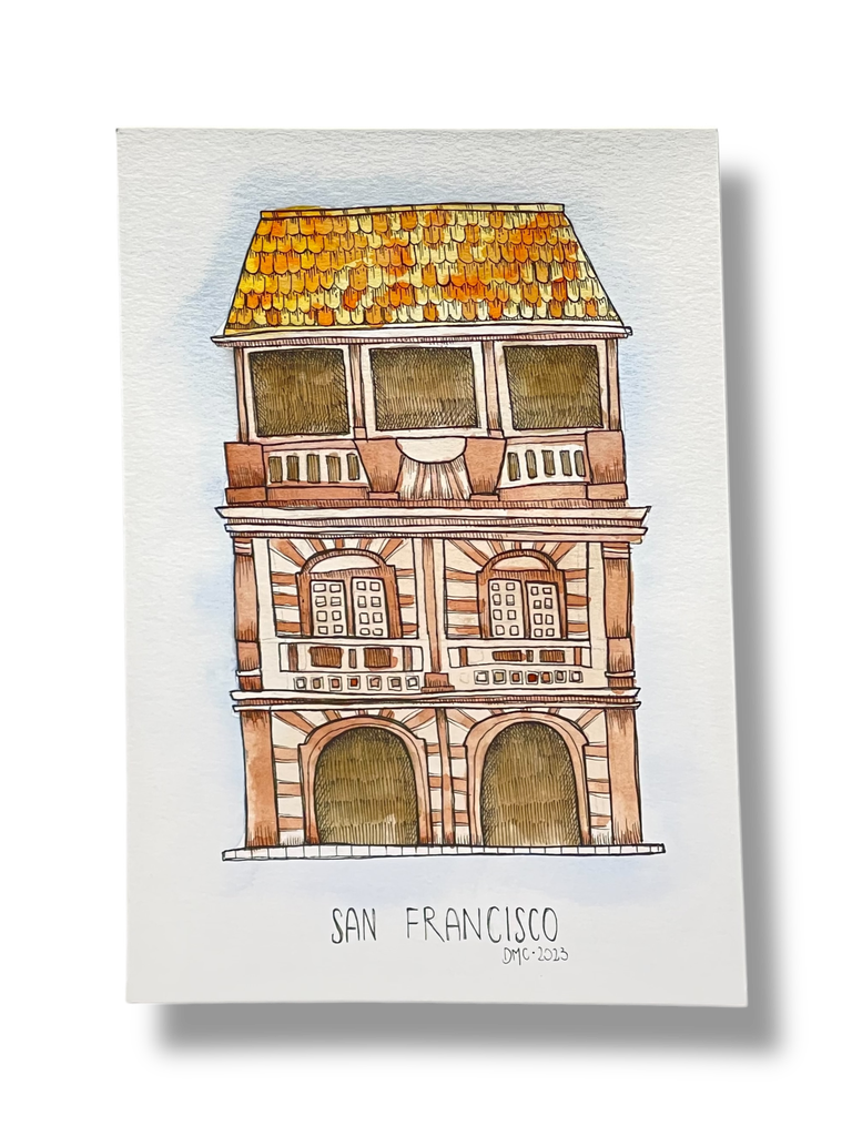DM009 - OBRA ACUARELA CASA, A5 (SAN FRANCISCO)