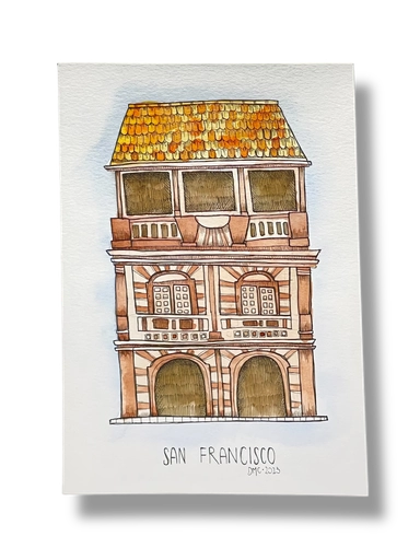 [DM009] OBRA ACUARELA CASA, A5 (SAN FRANCISCO)