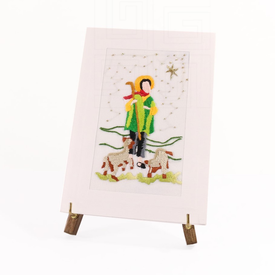 TARJETA PASTOR CON OVEJAS