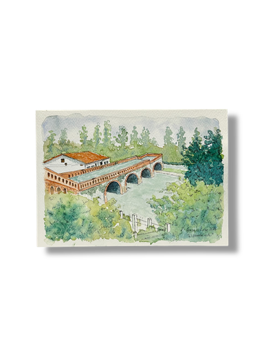 [GA010] OBRA ACUARELA PAISAJE, A5 (PUENTE ROTO)